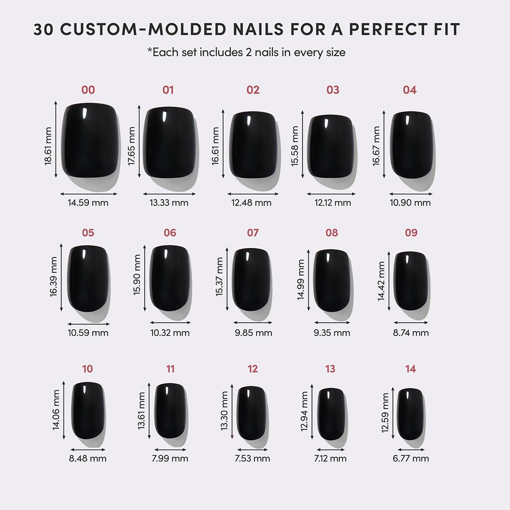 Glamnetic - Jet Black Press-On Nails | Short Squoval | Fall Halloween