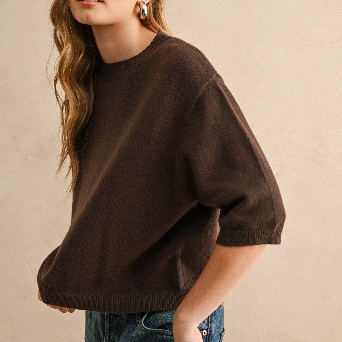 Gewn Short Sleeve Sweater Top