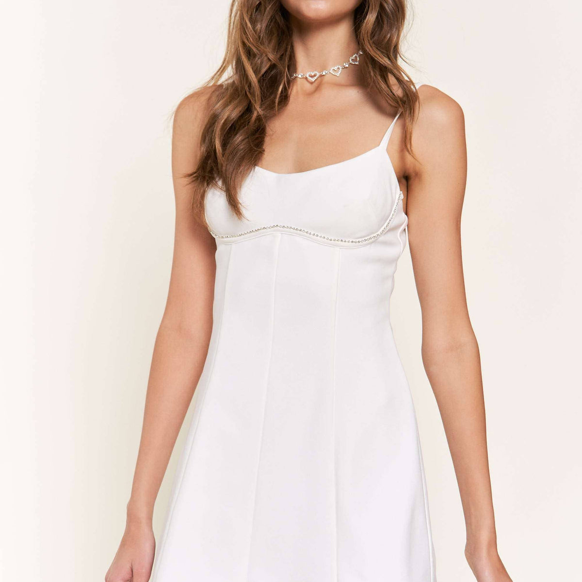 White Mini Dress with Jewel Emblishment