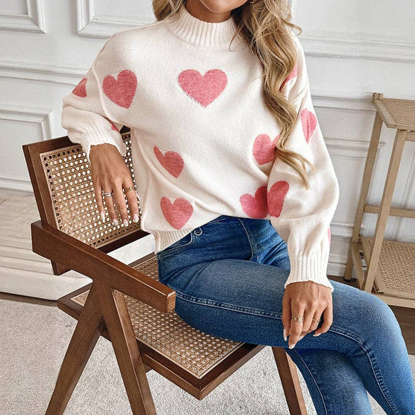 Valentine's Day Sweater | Pink Heart Knit Pullover
