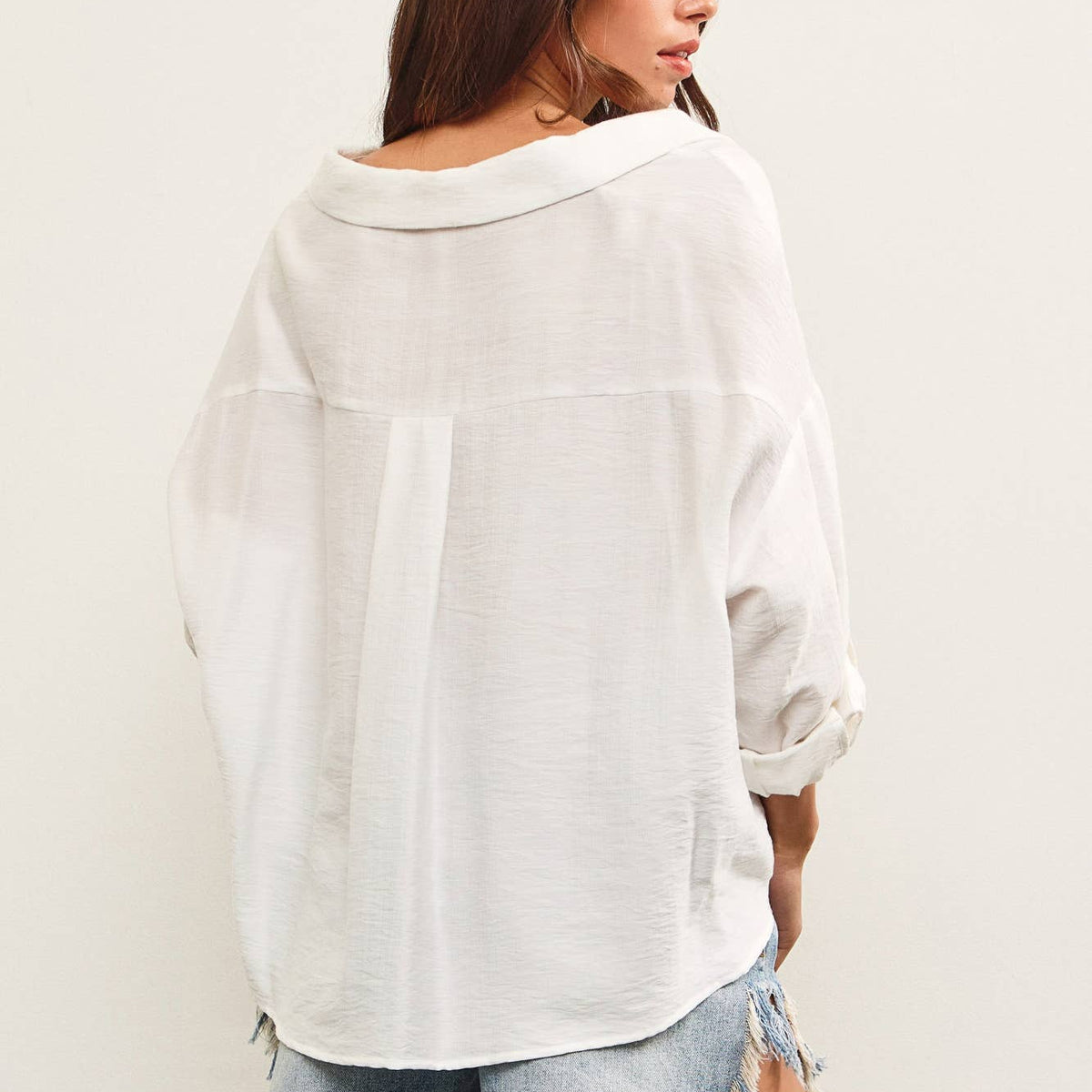 V-Neck Knotted Button Up