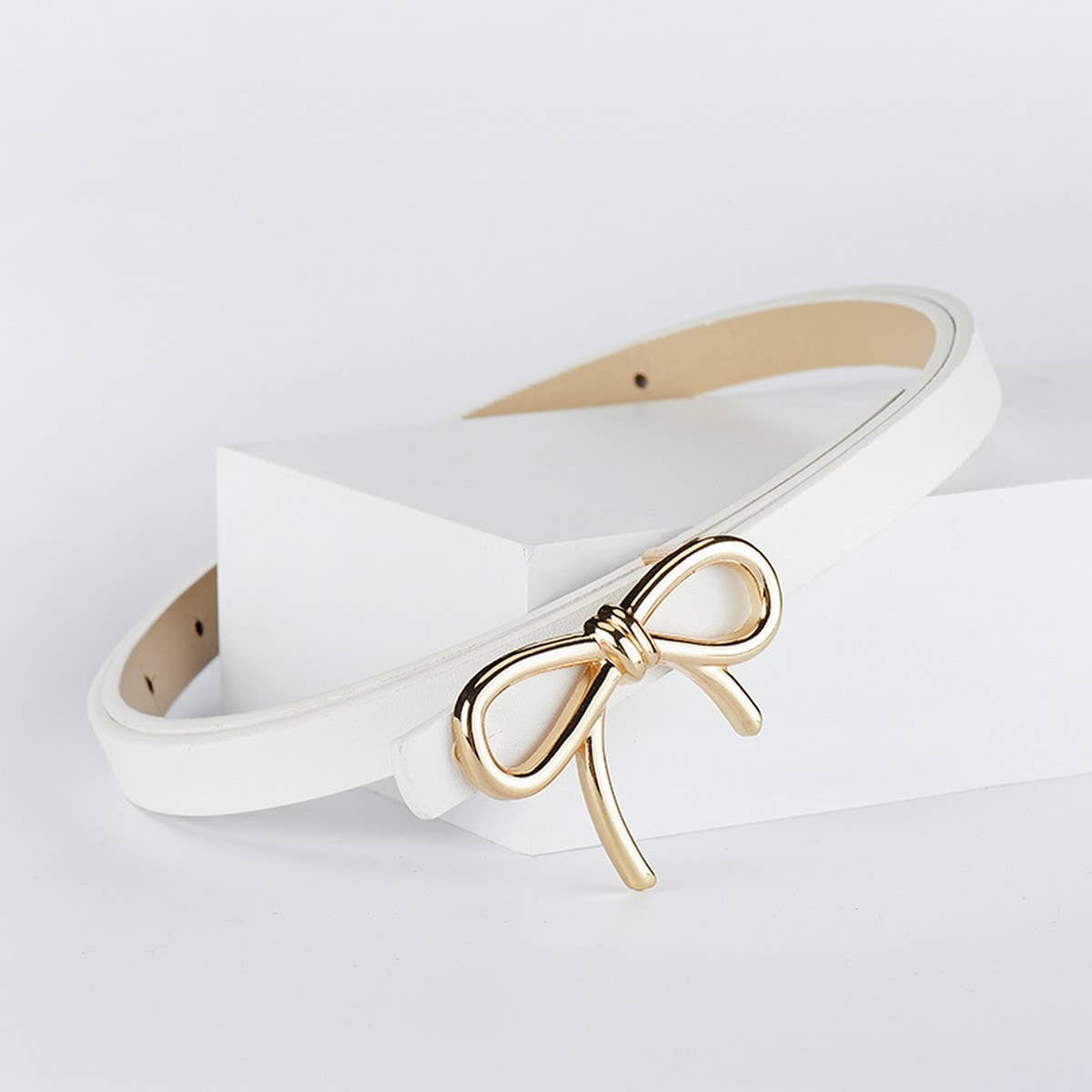 Bowtie PU Leather Skinny Belt