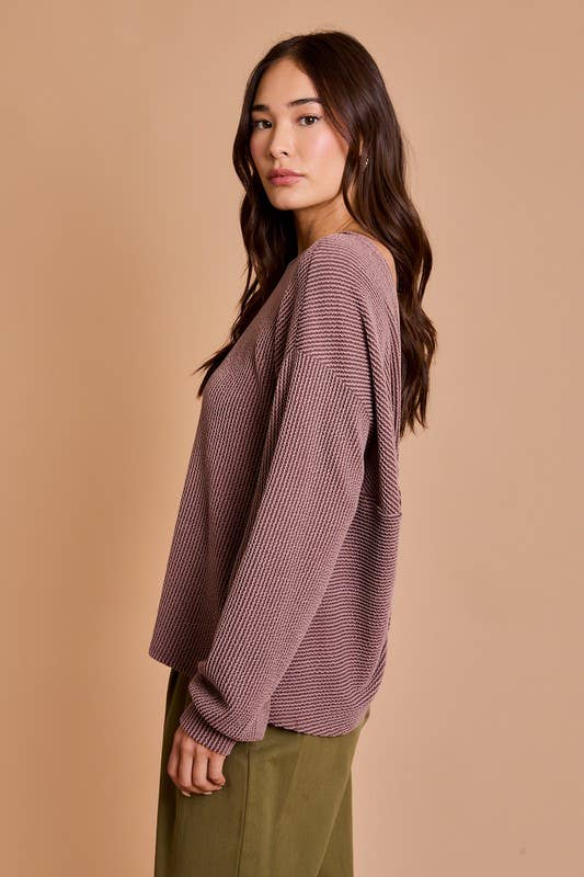 Back Twist Long Sleeve Sweater