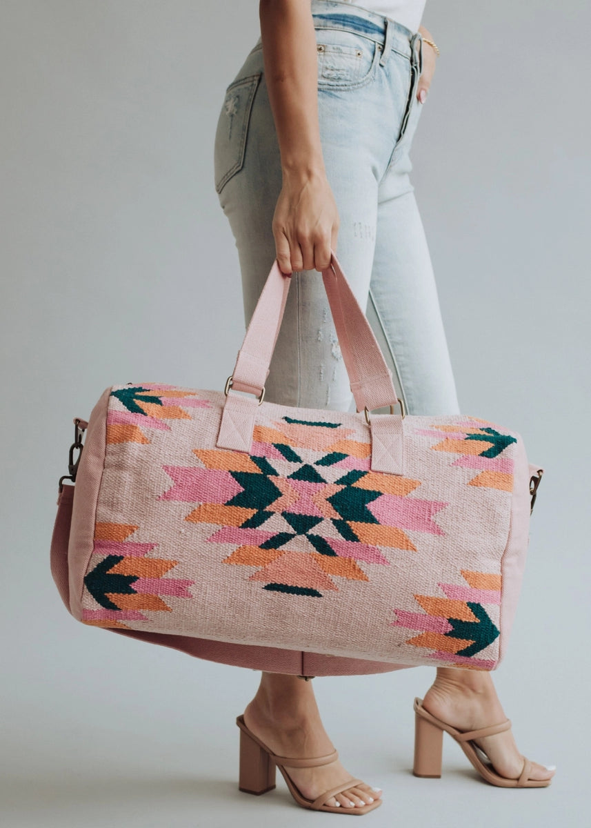 Pink, Teal & Orange Aztec Duffel