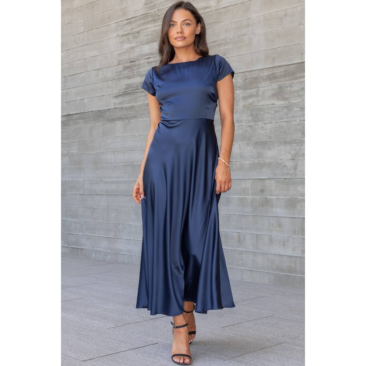 Cara Satin Twist Back Midi Dress