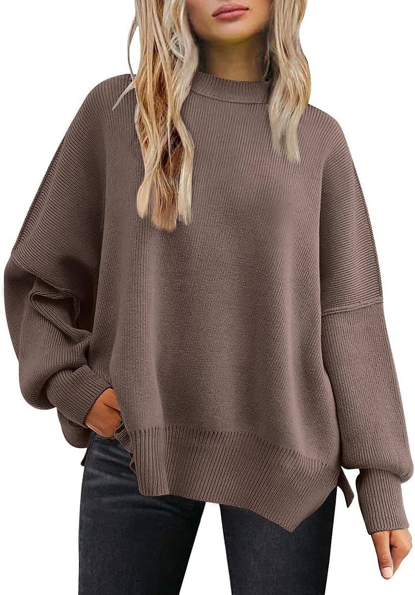 Crewneck Batwing Sleeve Chunky Sweater