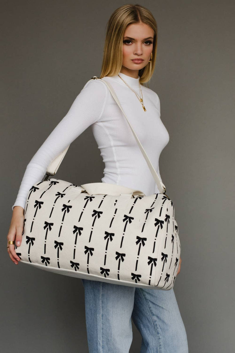 Panache Apparel Co. - White & Black Bows Duffel