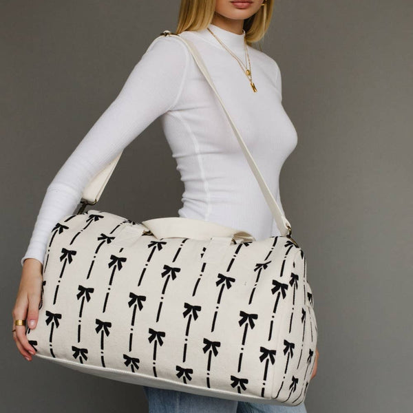 Panache Apparel Co. - White & Black Bows Duffel