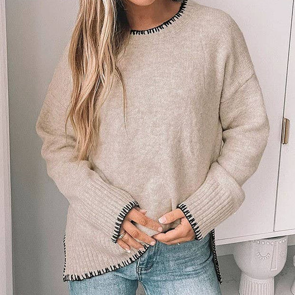 Crewneck Slit  Sweater