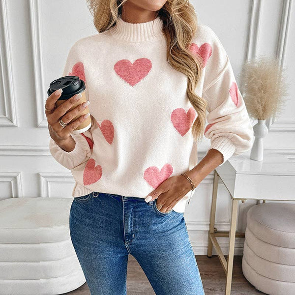Valentine's Day Sweater | Pink Heart Knit Pullover