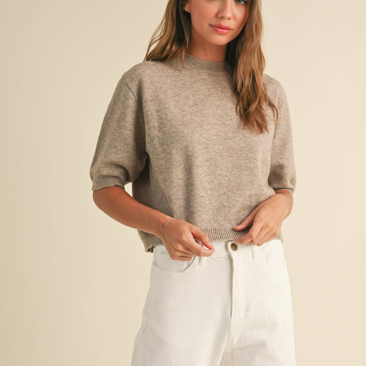 Gewn Short Sleeve Sweater Top