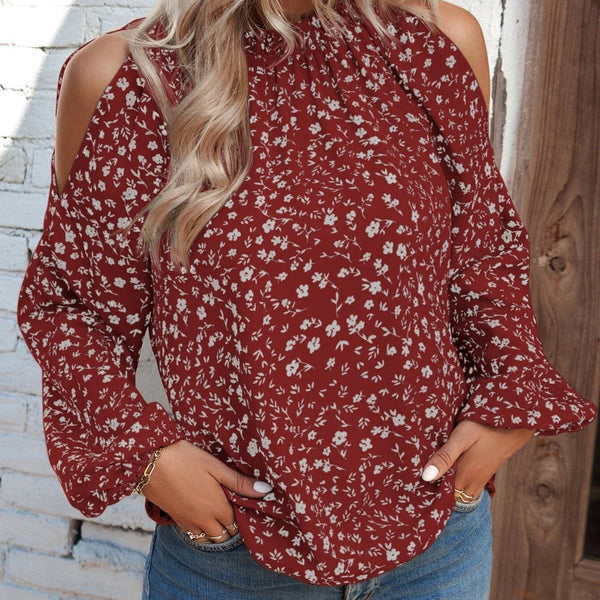 Floral Long-Sleeved Ruffled Blouse