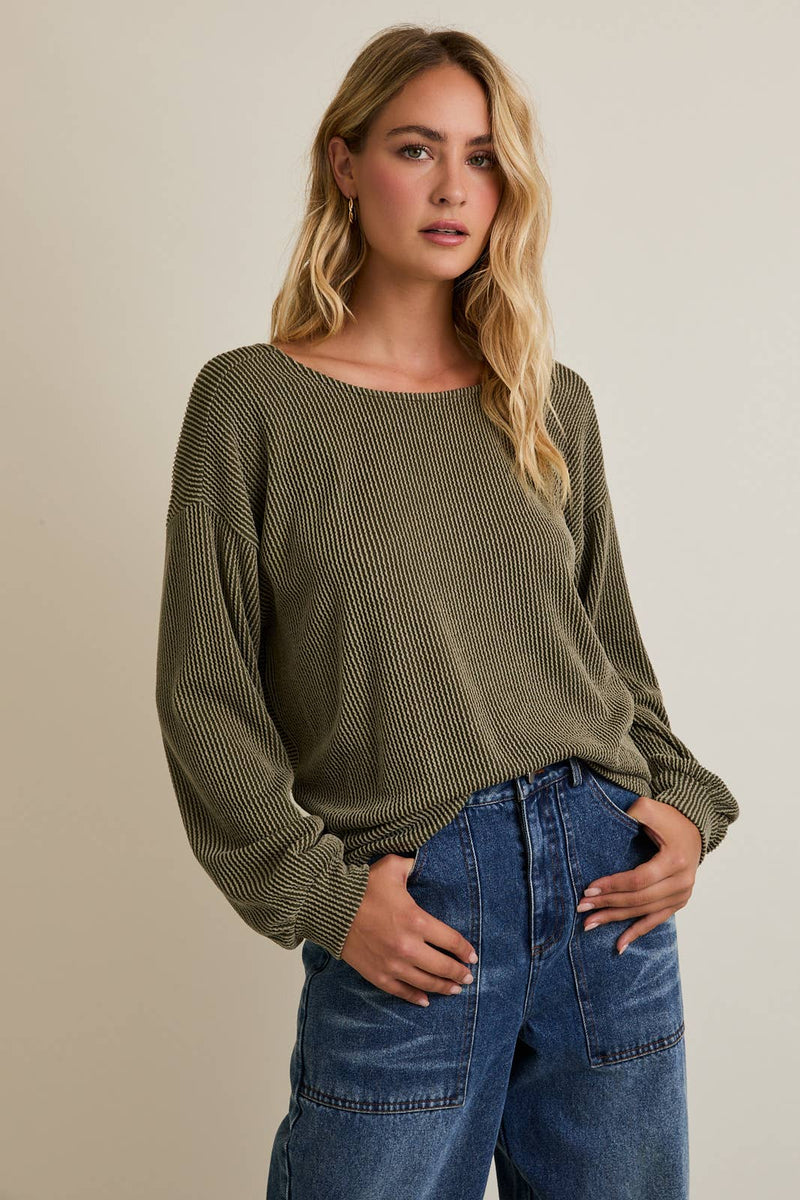 Back Twist Long Sleeve Sweater