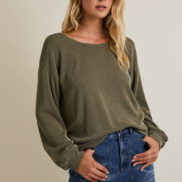 Back Twist Long Sleeve Sweater