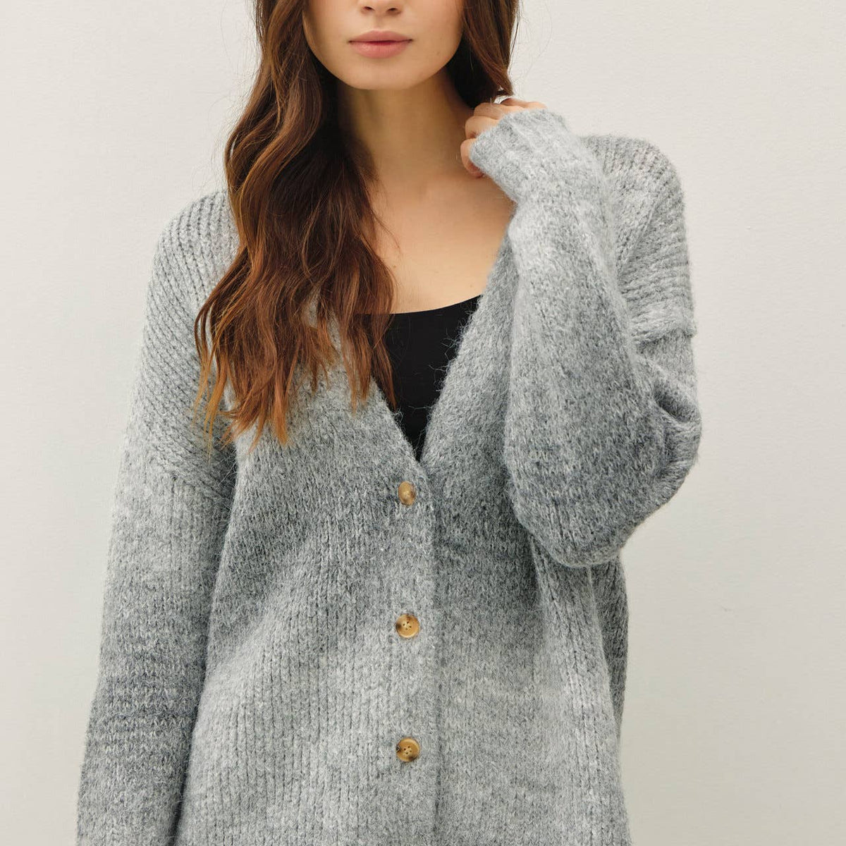 Tonal Gradient Oversized Wool Cardigan