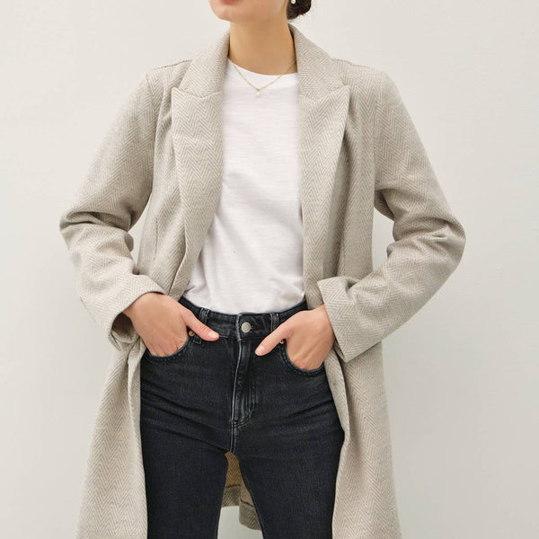Light Chevron Pattern Double Button Coat