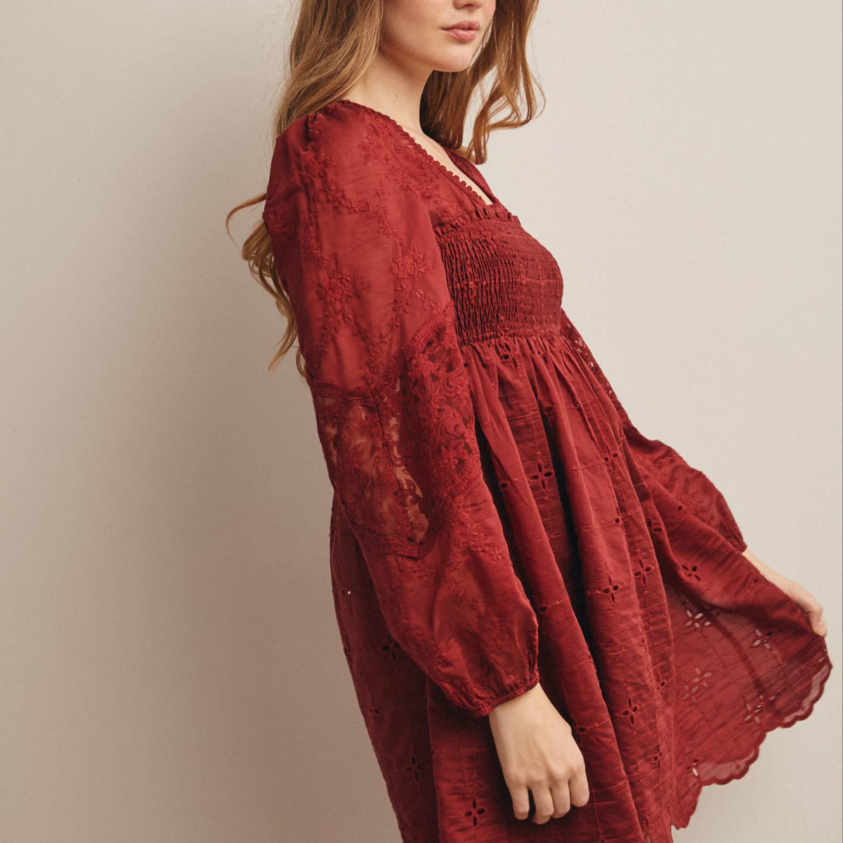 The Ada Embroidered Lace Mini Dress