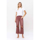 Multicolored distressed denim 90's flare jeans - Women's Clothing 