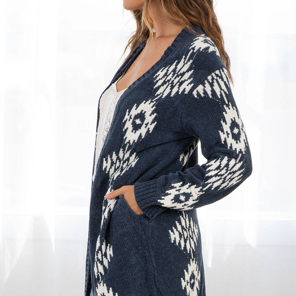 Beautiful Southwestern Open Front Cardigan