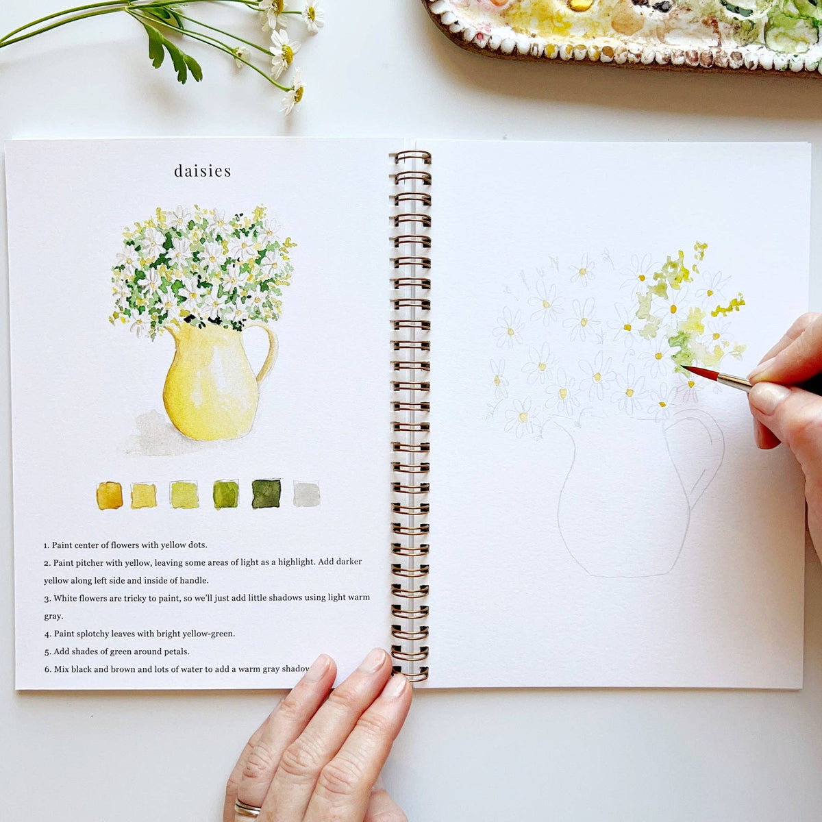 Flowers watercolor workbook by Emily lex studio