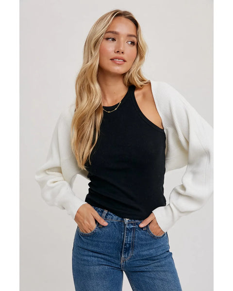 Cropped Shrug Knit Sweater