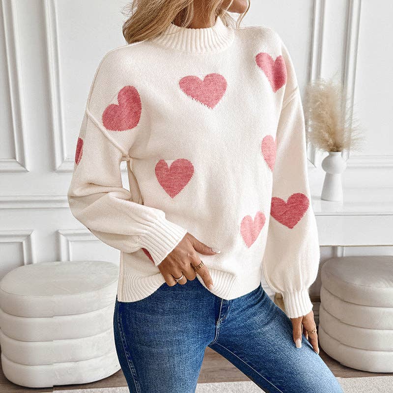 Valentine's Day Sweater | Pink Heart Knit Pullover