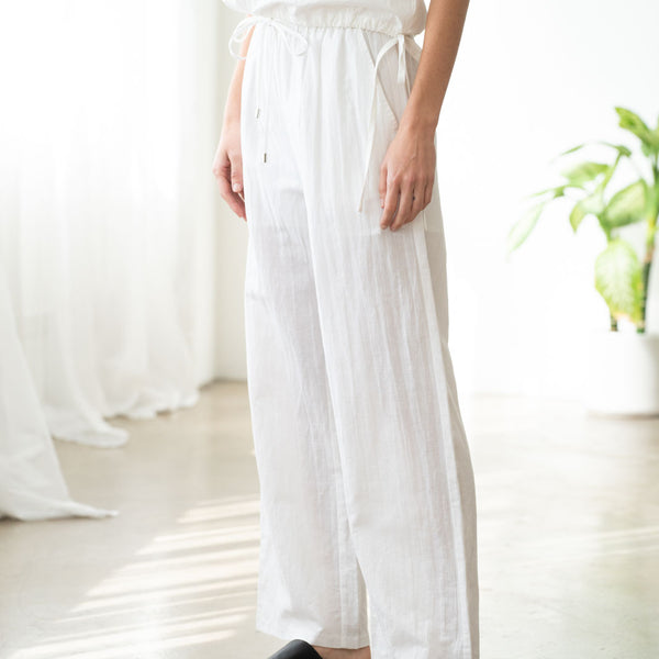 Elastic Waist Wide-Leg Linen Pants