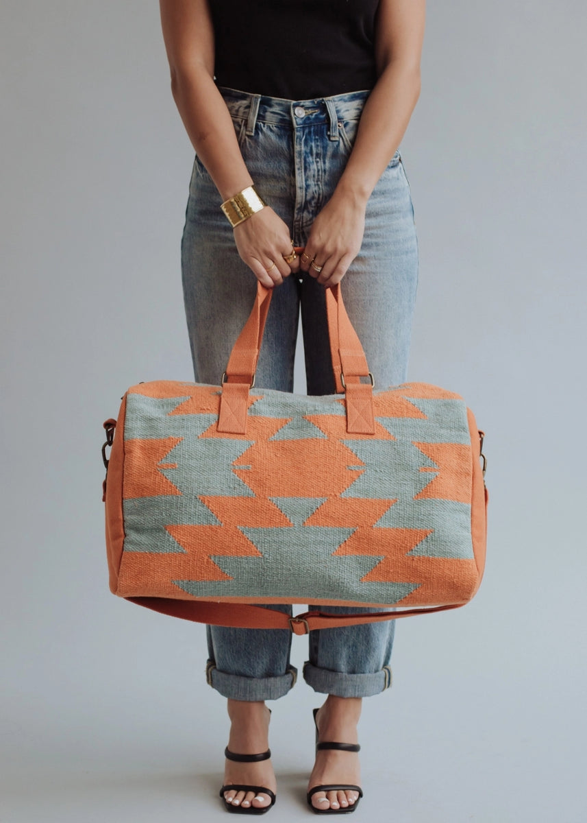 Slate & Orange Aztec Duffel