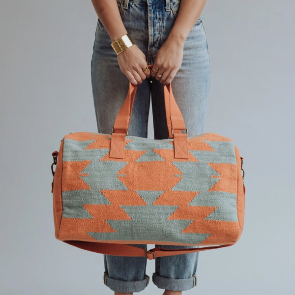 Slate & Orange Aztec Duffel