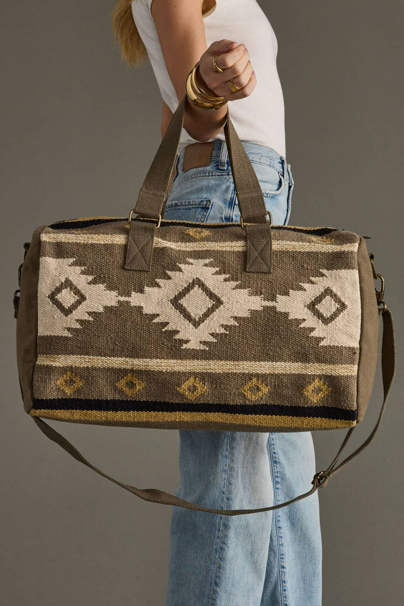 Panache Apparel Co. - Taupe, Cream & Tan Aztec Duffel