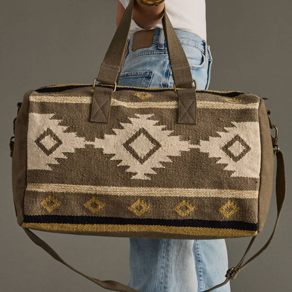 Panache Apparel Co. - Taupe, Cream & Tan Aztec Duffel