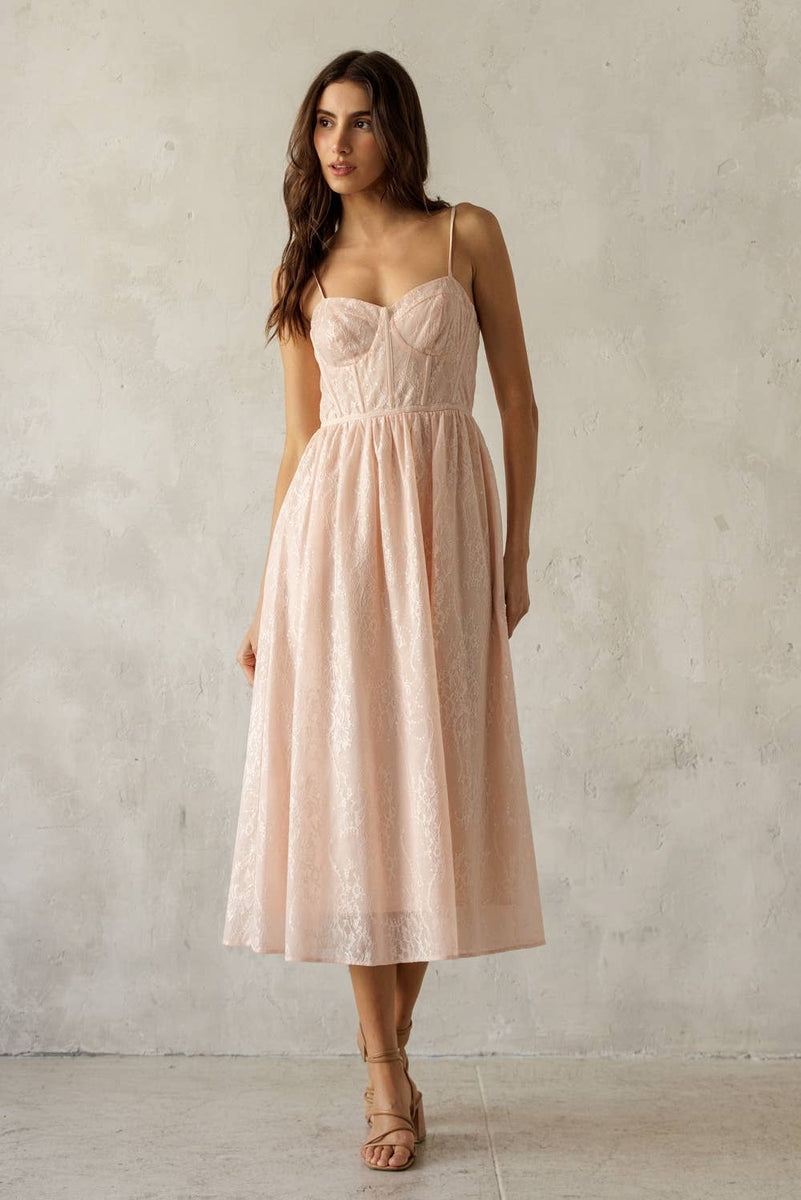 Lace Bustier Midi Dress