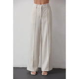 Cream colored wide-leg trousers - womens apparel