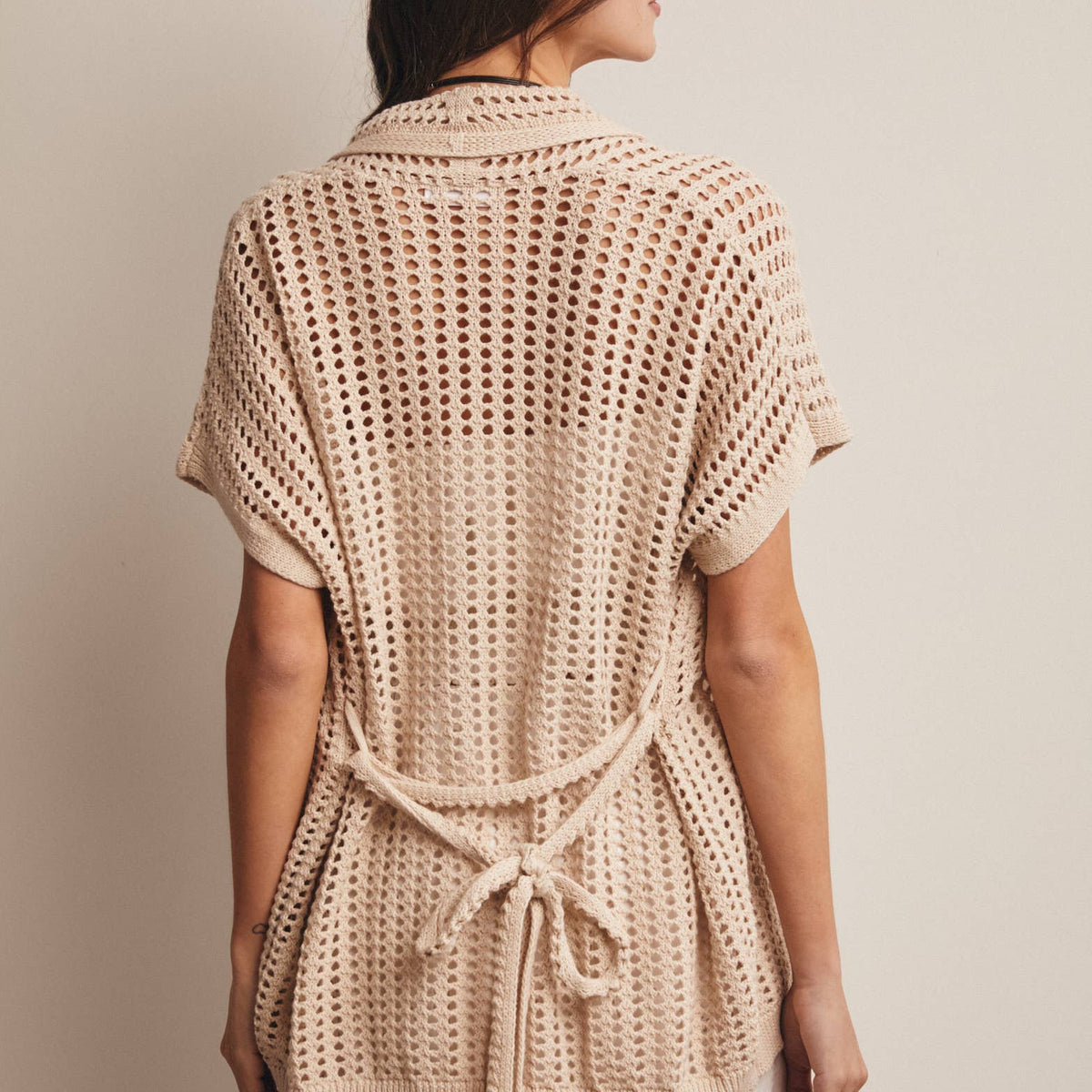 Open Knit Belted Cardigan