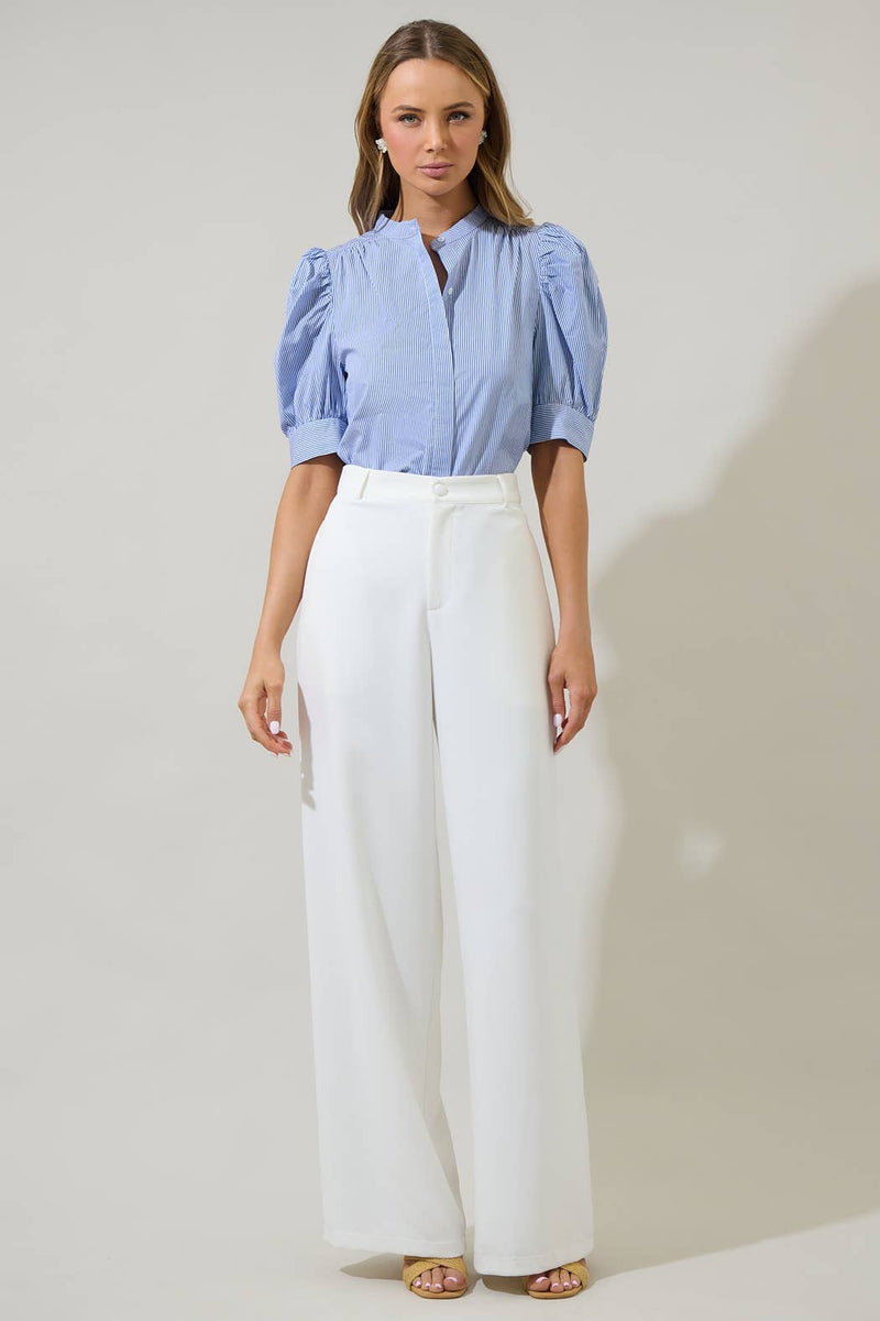 Cayra Stripe Klina Drape Sleeve Top