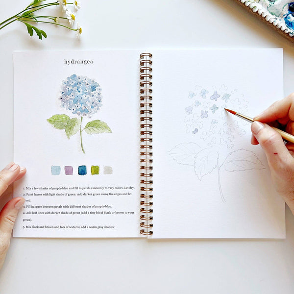 Flowers watercolor workbook by Emily lex studio