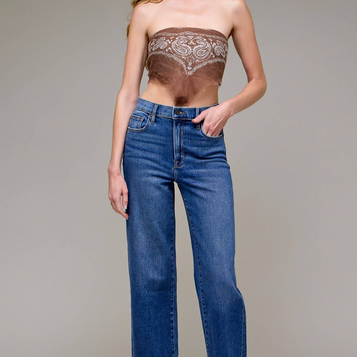 Hidden Jeans Dark Wash Cuffed Stretch Dad Jean