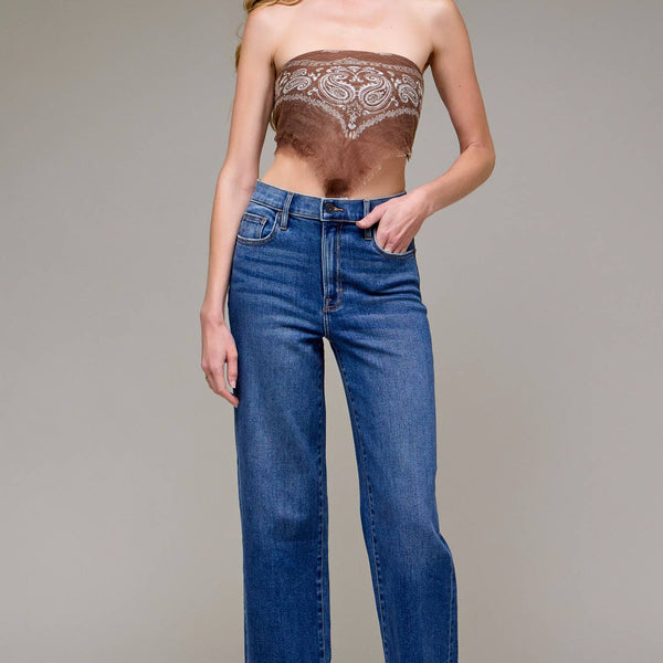 Hidden Jeans Dark Wash Cuffed Stretch Dad Jean