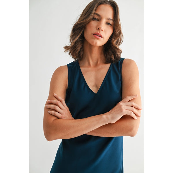 Satin V-Neck Maxi Dress