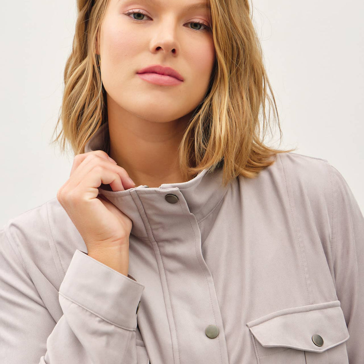 Cropped Utility Zipper Safari Jacket-Curvy
