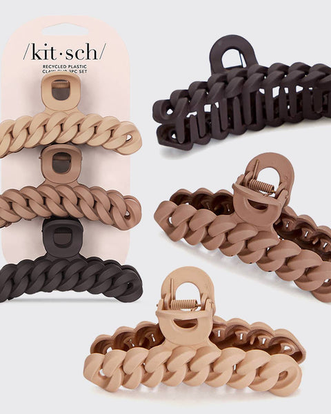 KITSCH - Eco-friendly Chain Claw Clip 3pc Set - Neutral