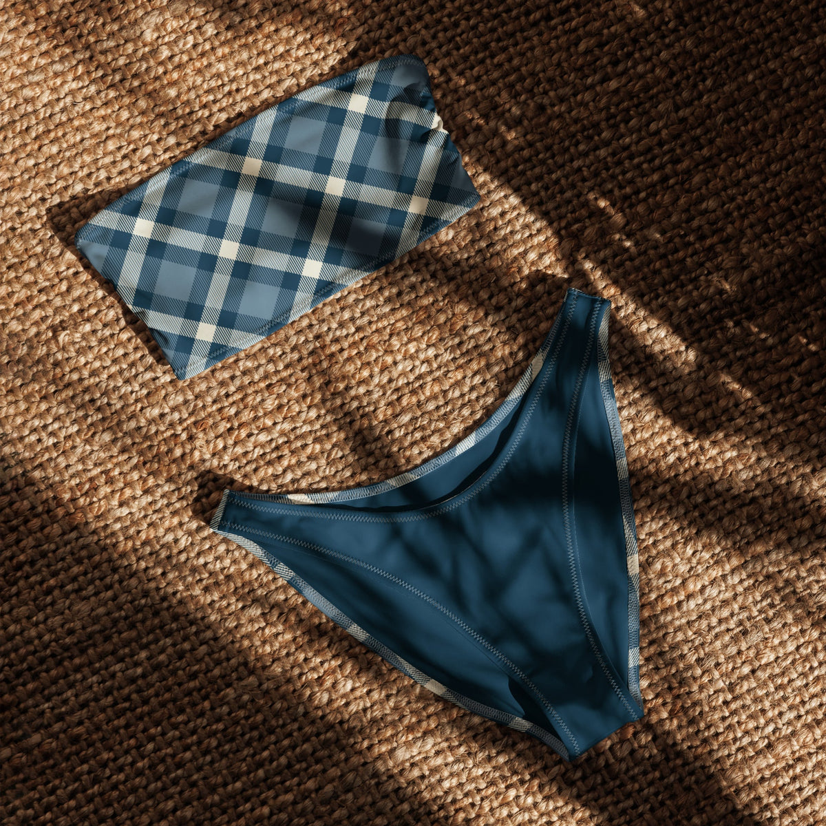 Cheeky Check Bandeau Bikini Set