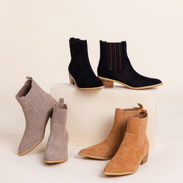 Leonor Suede Ankle Boot in Black