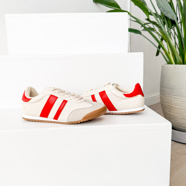 Madrid Sneaker in Beige/Red