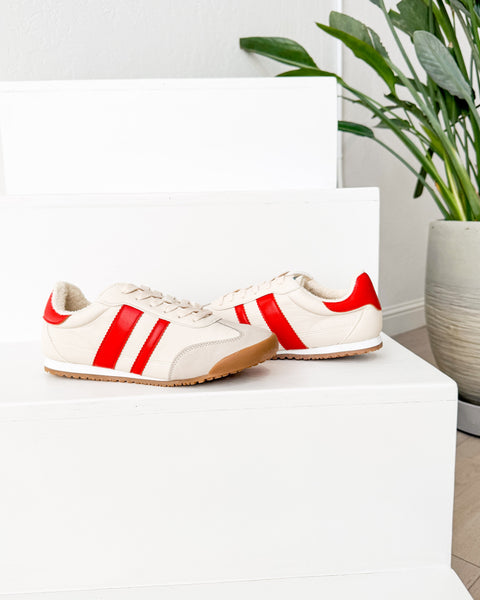 Madrid Sneaker in Beige/Red