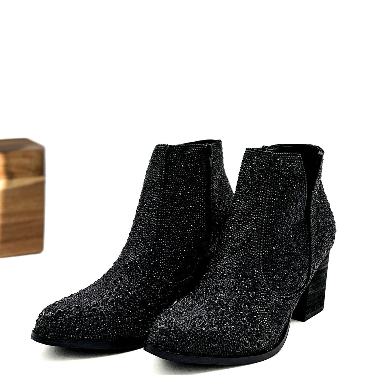 Shine Star Rhinestone Bootie in Black