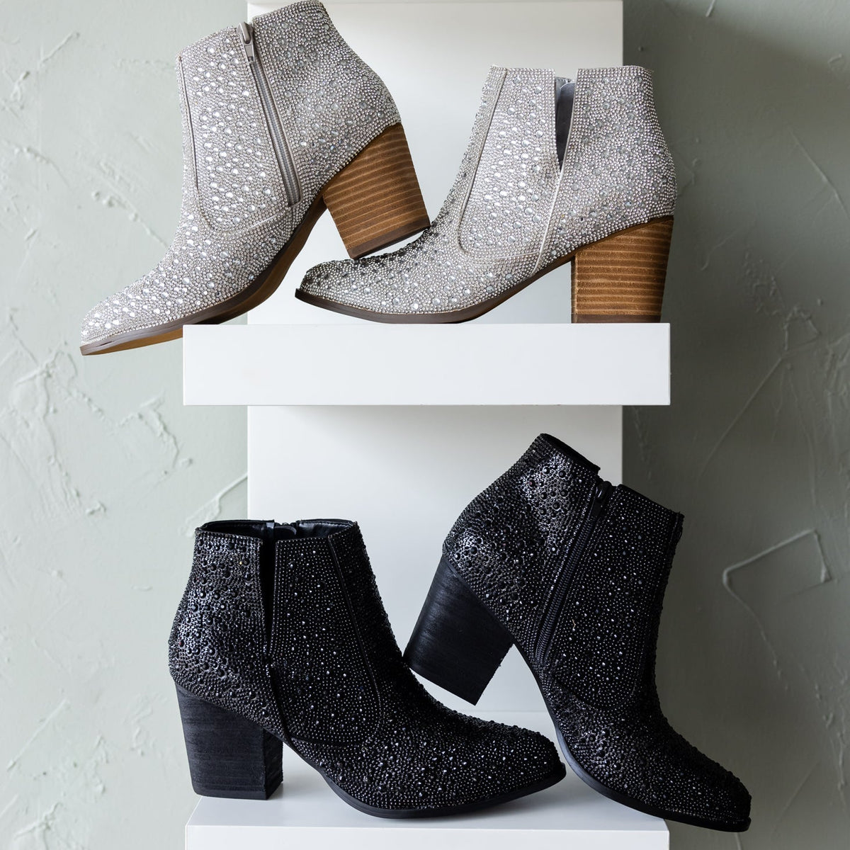 Shine Star Rhinestone Bootie in Black