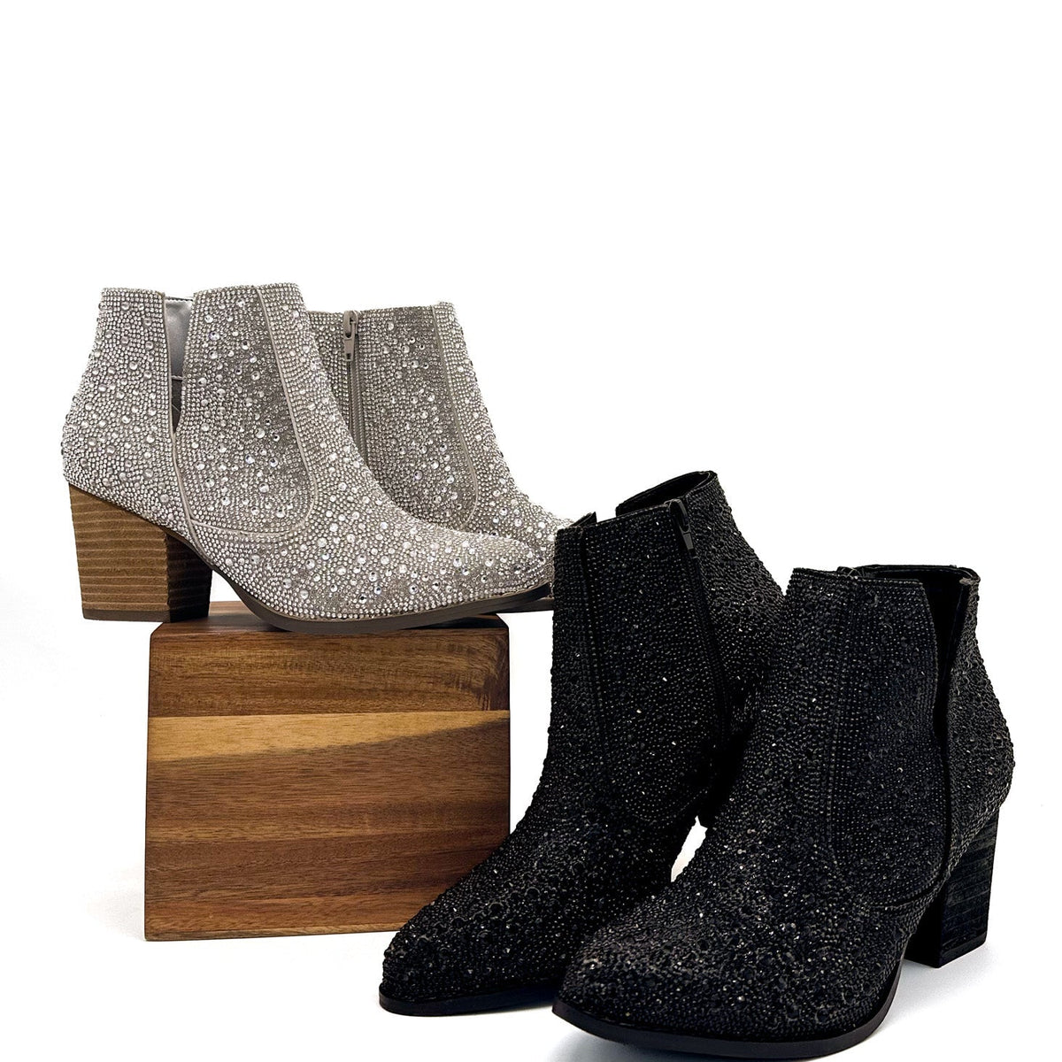 Shine Star Rhinestone Bootie in Black