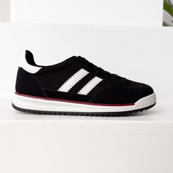Tokyo Dual Stripe Sneakers in Black