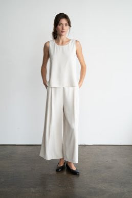 High & Low Crew Neck Sleeveless Top